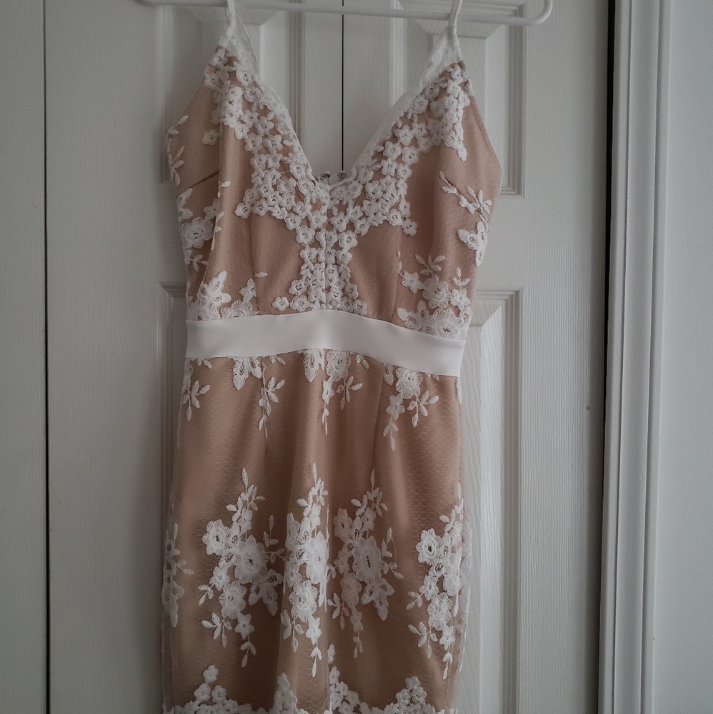 Charlotte Russe nude color lace accent  dress
